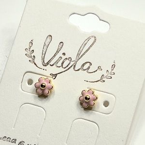 Viola Little Pink Flower Studs